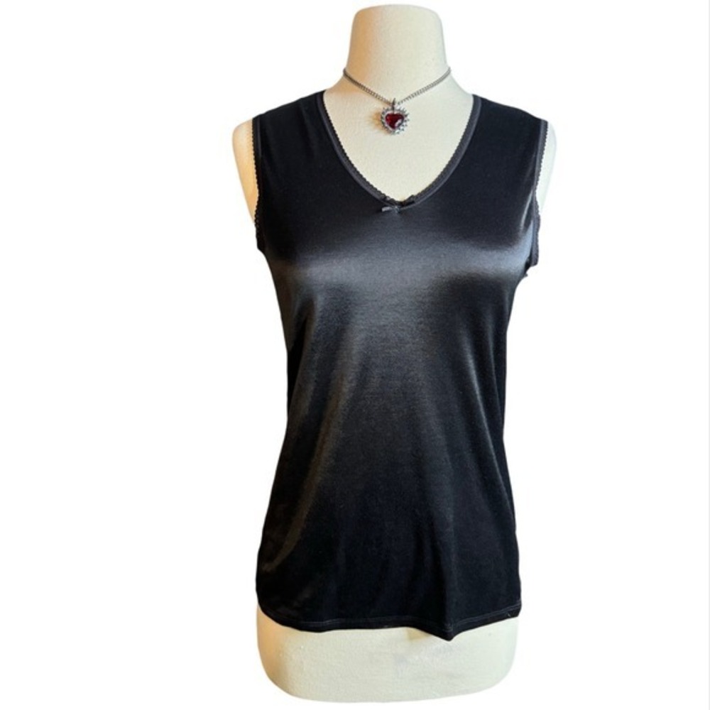 CuddlDuds Chill Chasers Softwear Medium Black Camisole Lace Trim Basic Layering